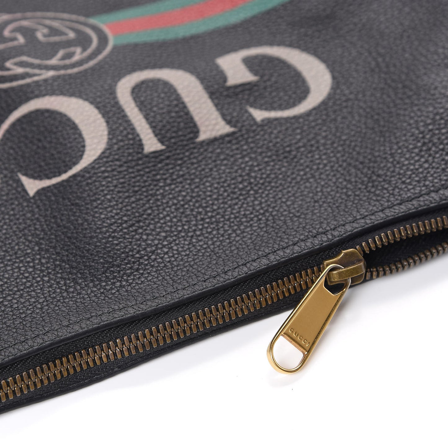 Pebbled Calfskin Medium Logo Portfolio Clutch Black