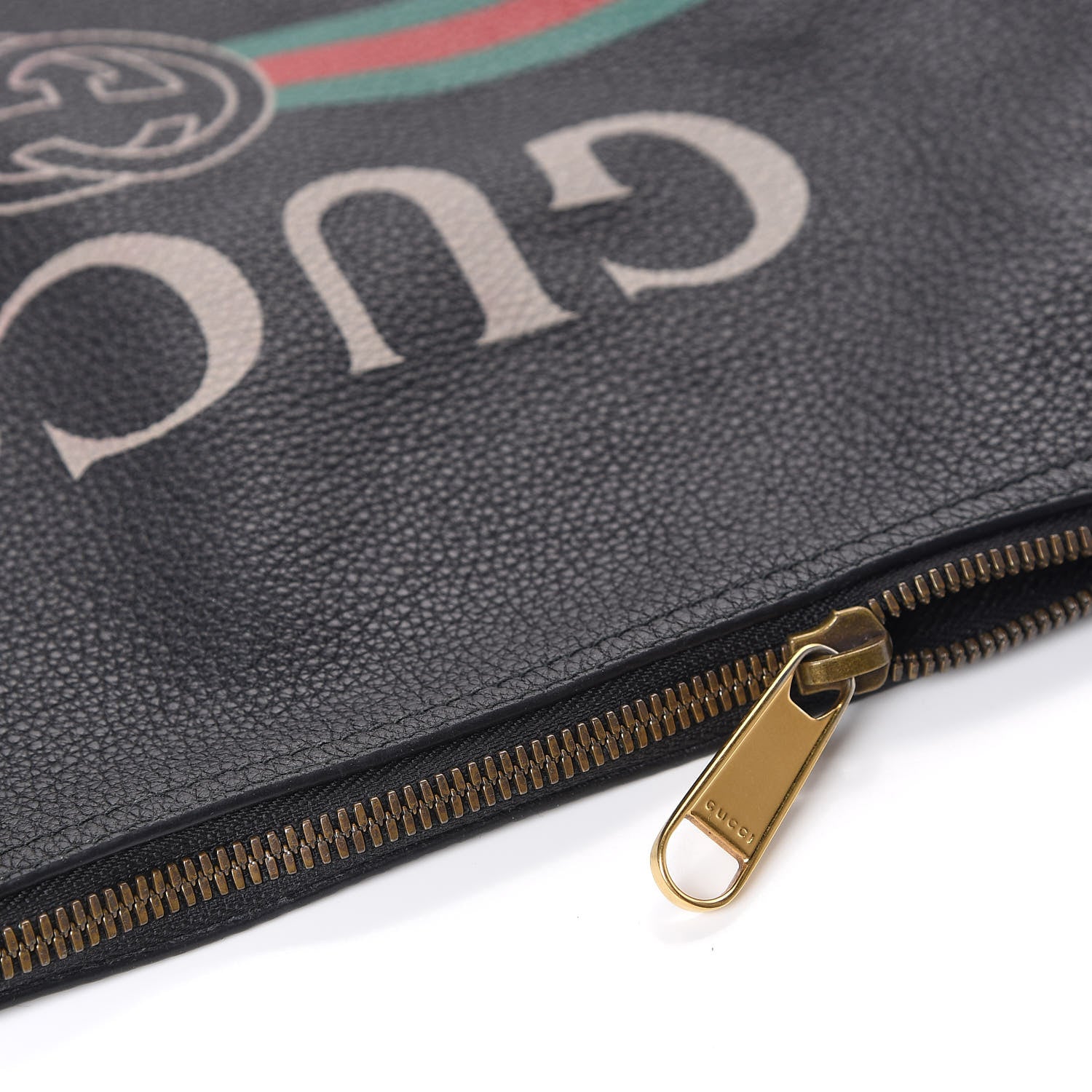Gucci Pebbled Calfskin Medium Logo Portfolio Clutch Black 9 of 10
