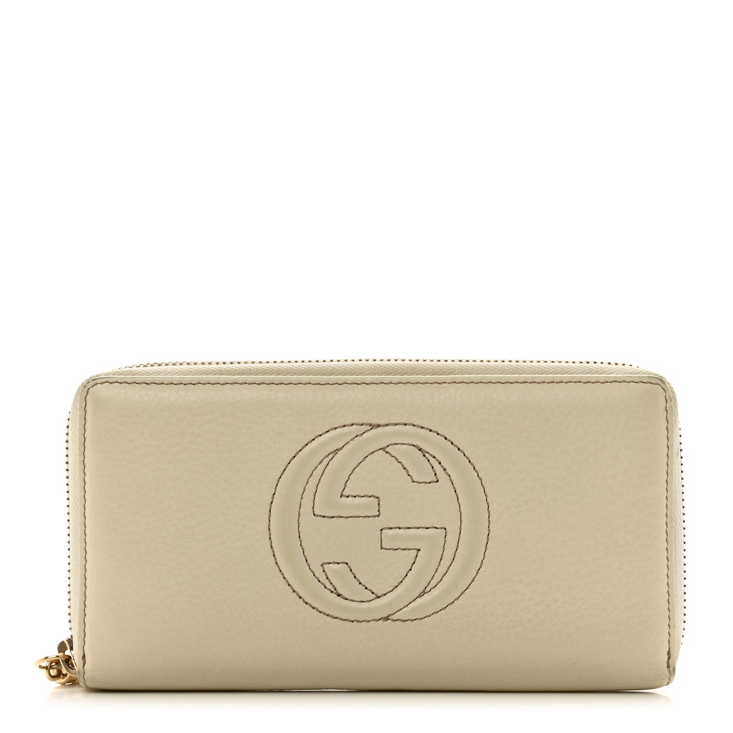 Pebbled Calfskin Soho Zip Around Wallet Off White