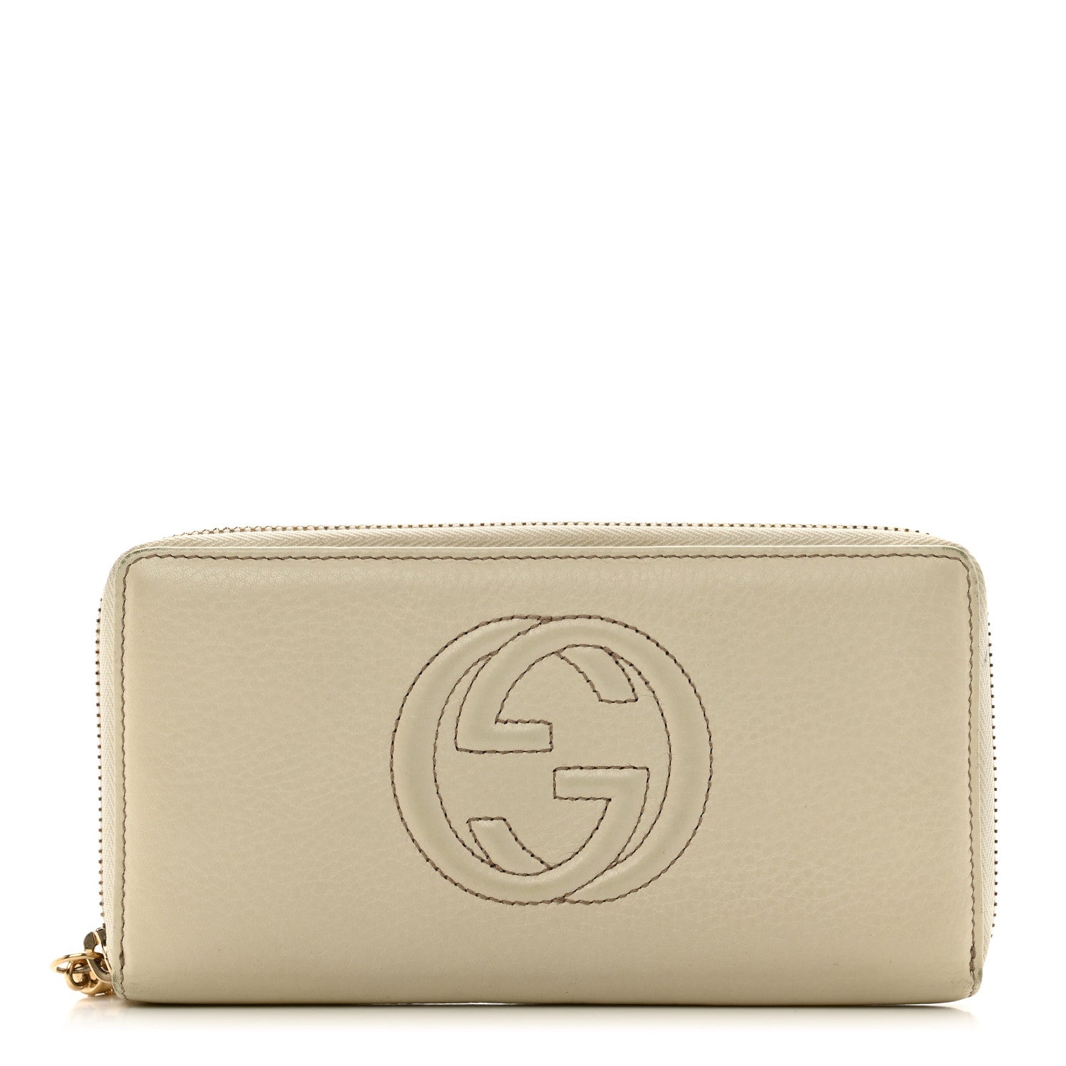 Gucci Pebbled Calfskin Soho Zip Around Wallet Off White 1 of 11