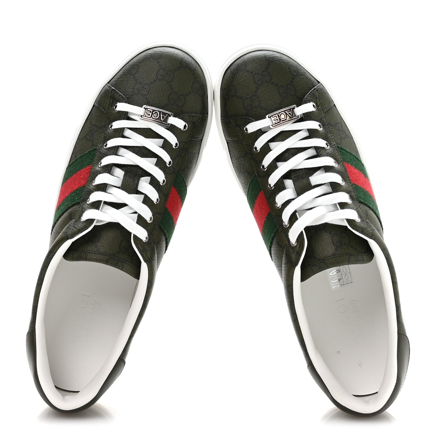 Gucci GG Supreme Monogram Web Mens New Ace Sneakers 9.5 Green 2 of 9