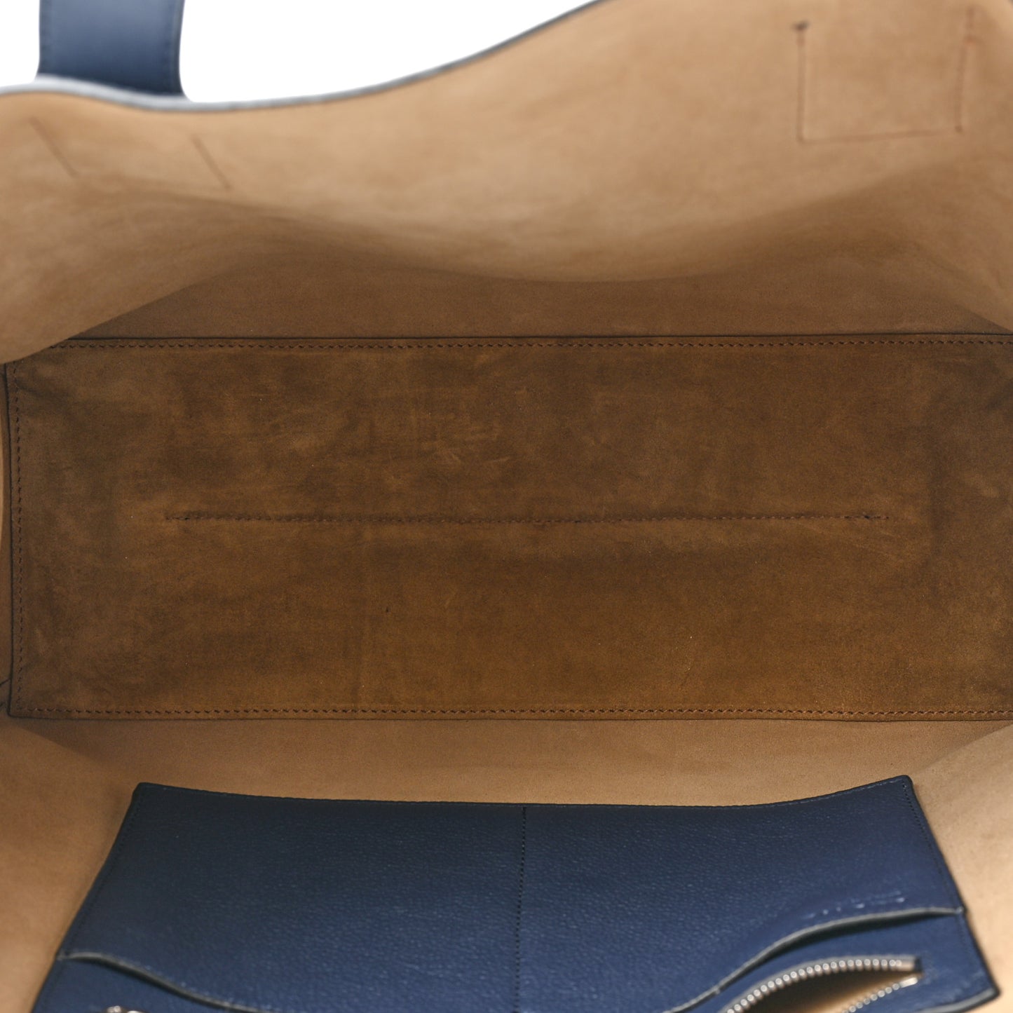 Soft Grained Calfskin Buckle Zip Tote Navy
