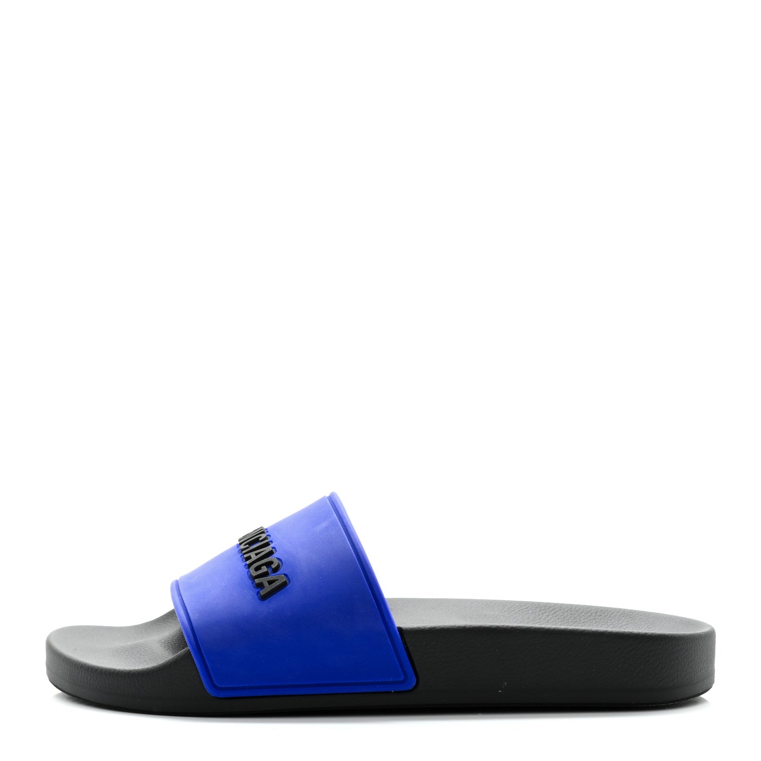 Balenciaga Rubber Logo Womens Pool Slide Sandals 35 Blue Black 1 of 8