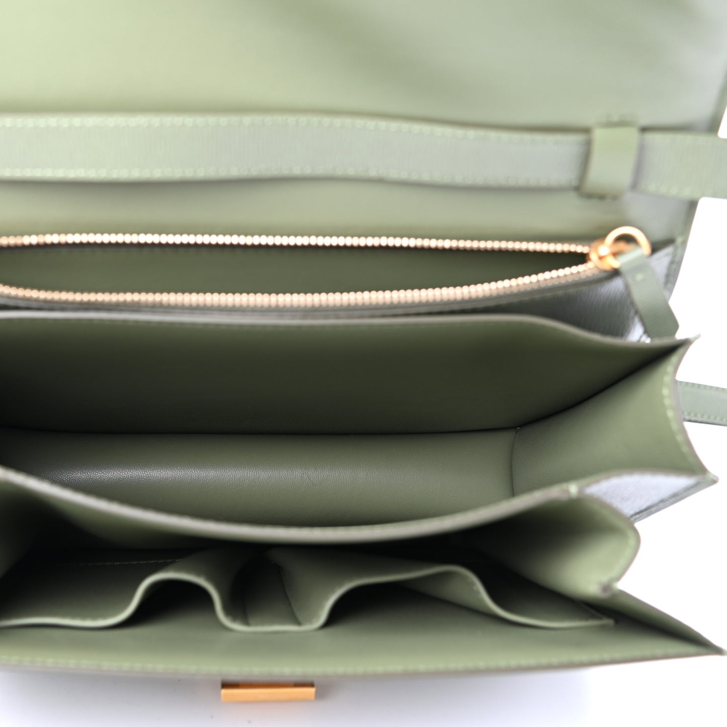 Liege Calfskin Medium Classic Box Flap Bag Army Green