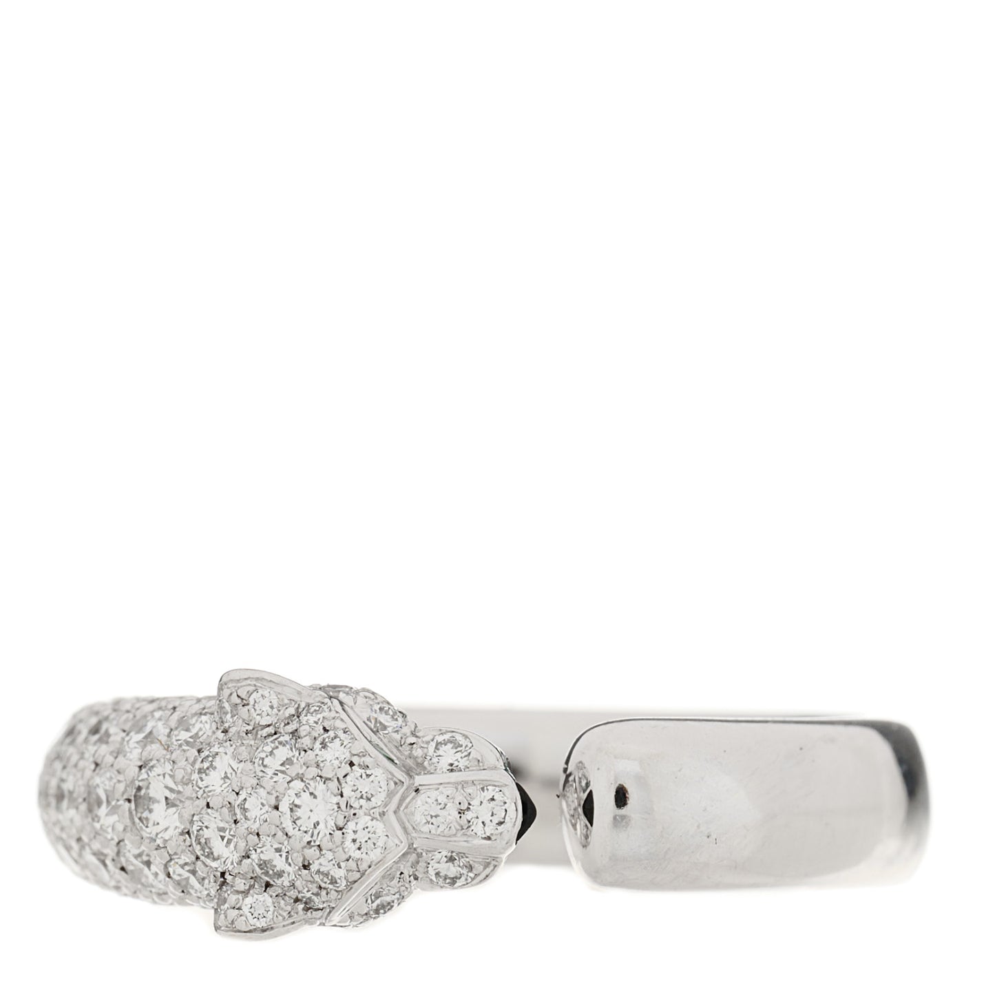 18K White Gold Diamond Black Onyx Emerald Panthere De Cartier Ring 55 7.25