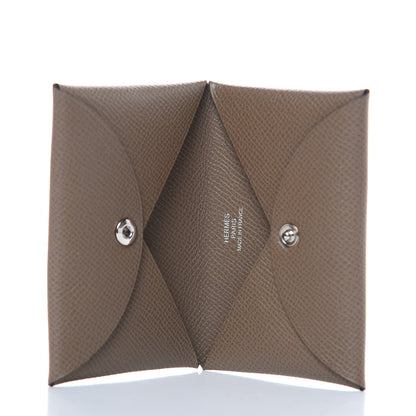 Hermes Epsom Calvi Card Case Etoupe 5 of 7