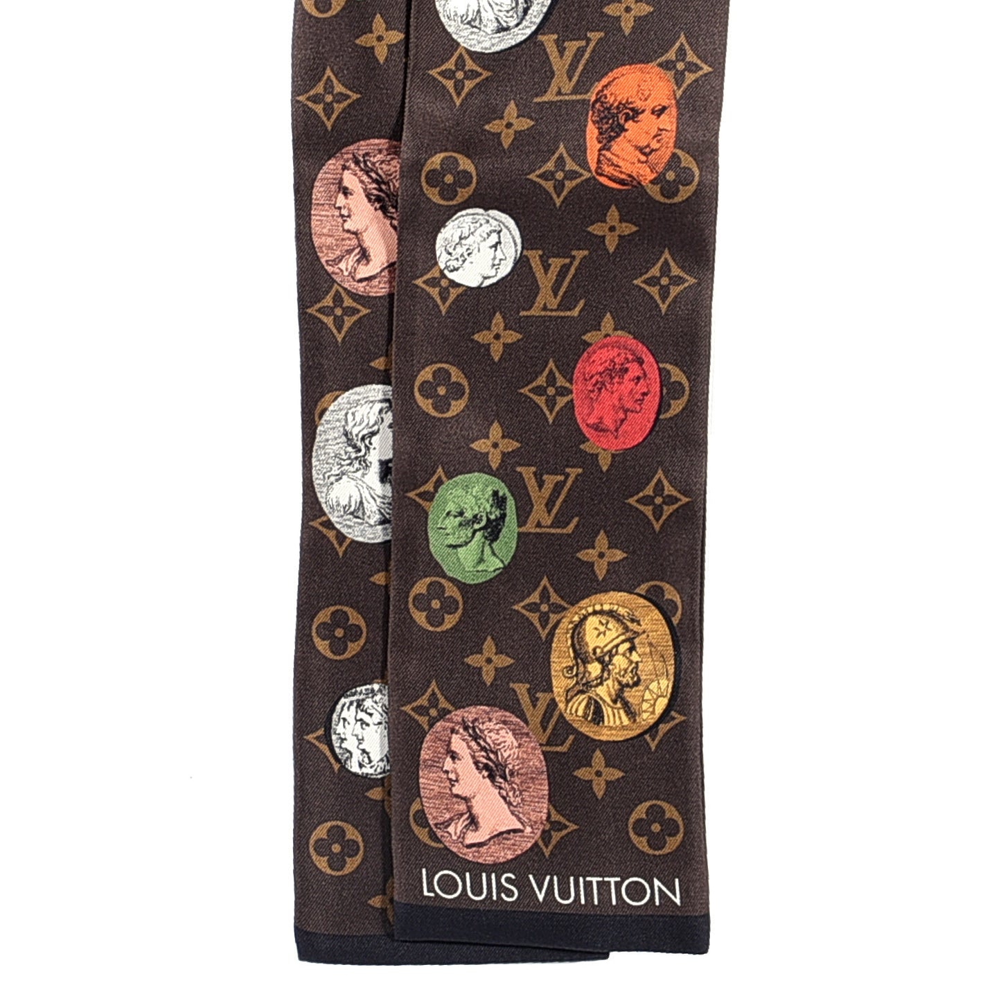 X FORNASETTI Silk Monogram Cameo Bandeau Brown