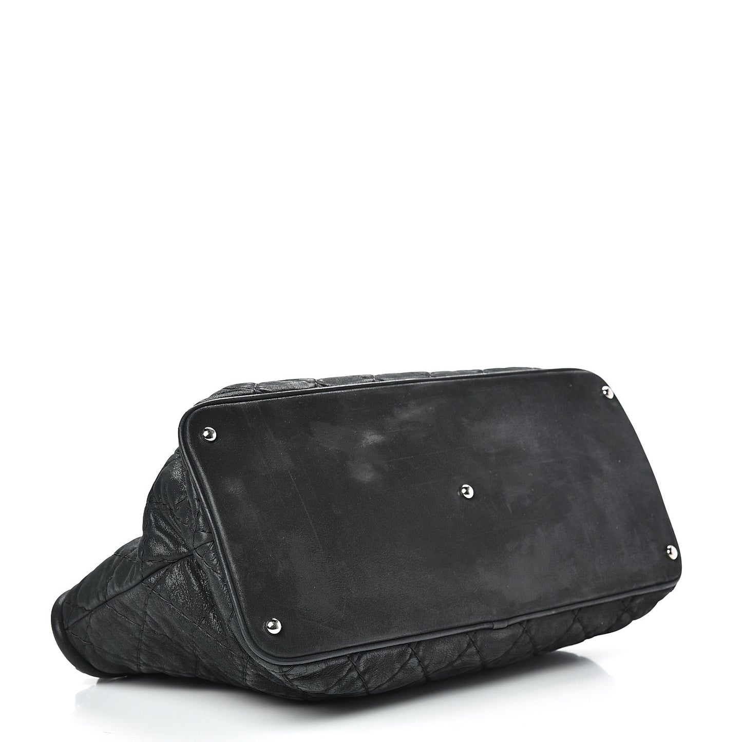 Iridescent Calfskin Quilted Sea Hit Tote Black