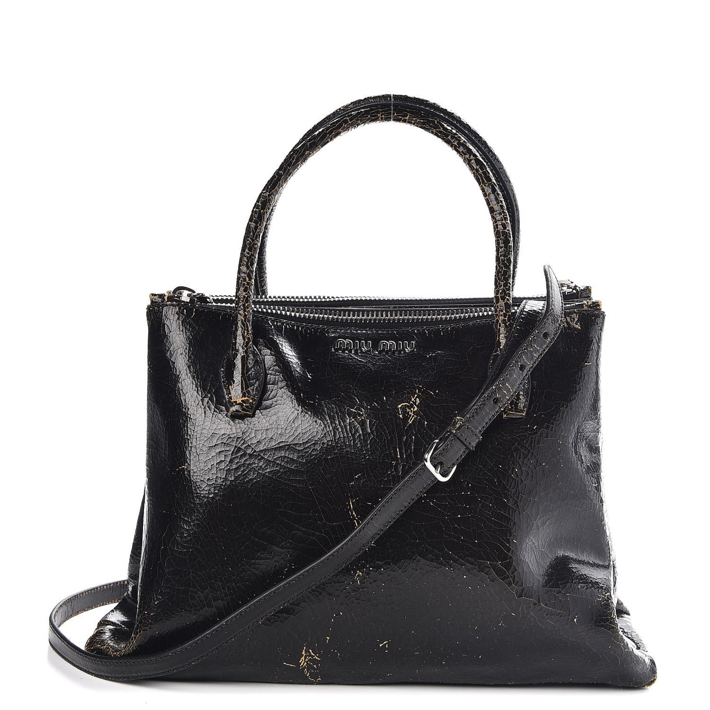 Calfskin Craquele Shopping Bag Ebano