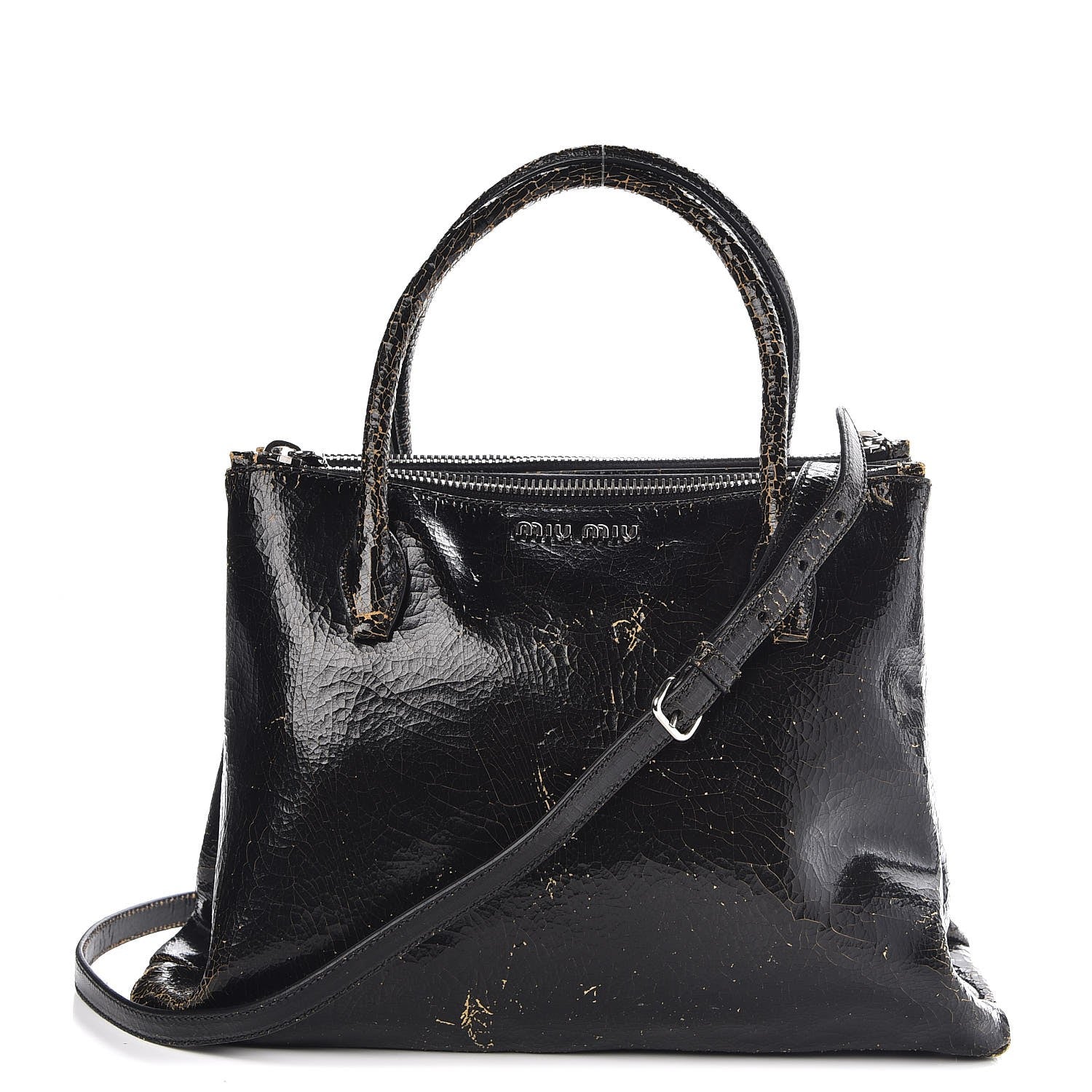 Miu Miu Calfskin Craquele Shopping Bag Ebano 1 of 10