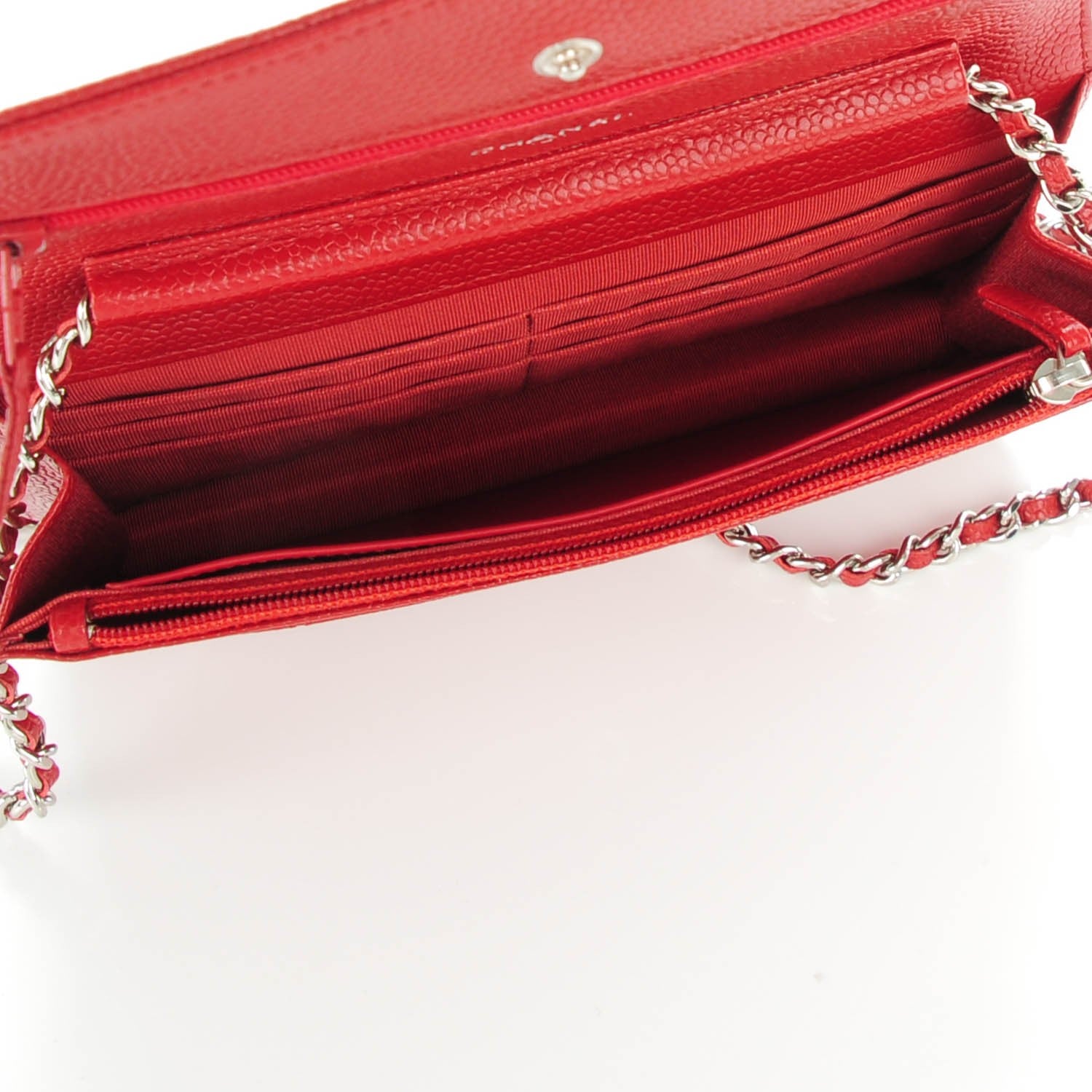 Chanel Caviar Quilted Wallet on Chain WOC Red 5 of 8