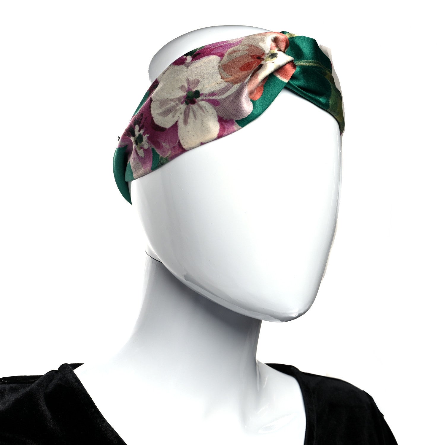 Gucci Silk Blooms Print Duchesse Headband Grass 2 of 5