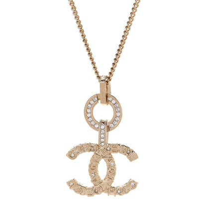 Chanel Crystal CC Logo Pendant Necklace Gold 4 of 6