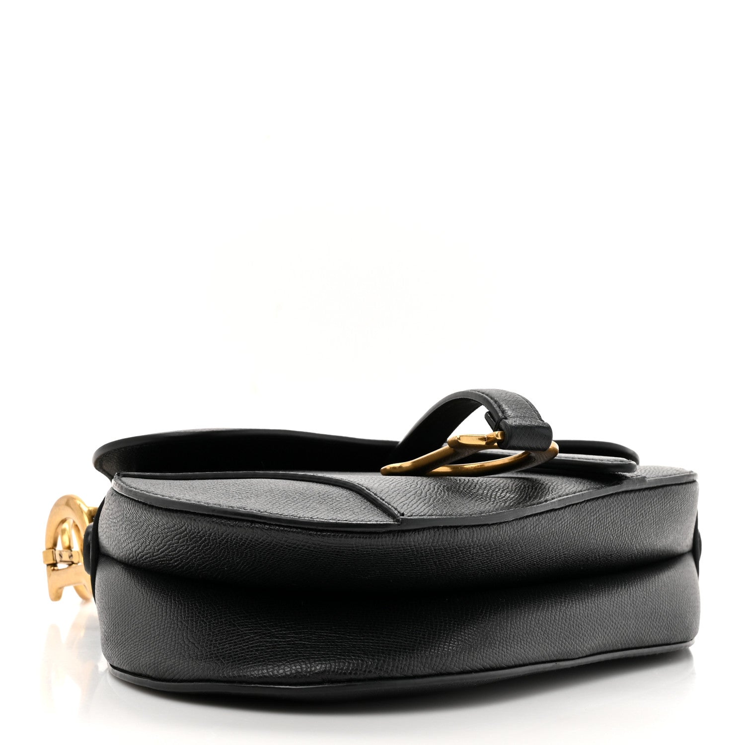 Christian Dior Grained Calfskin Saddle Bag With Strap Black 4 of 10