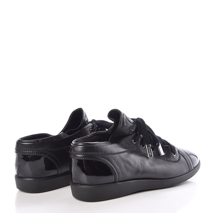 Chanel Lambskin Patent Cap Toe CC Sneakers 41 Black 4 of 9