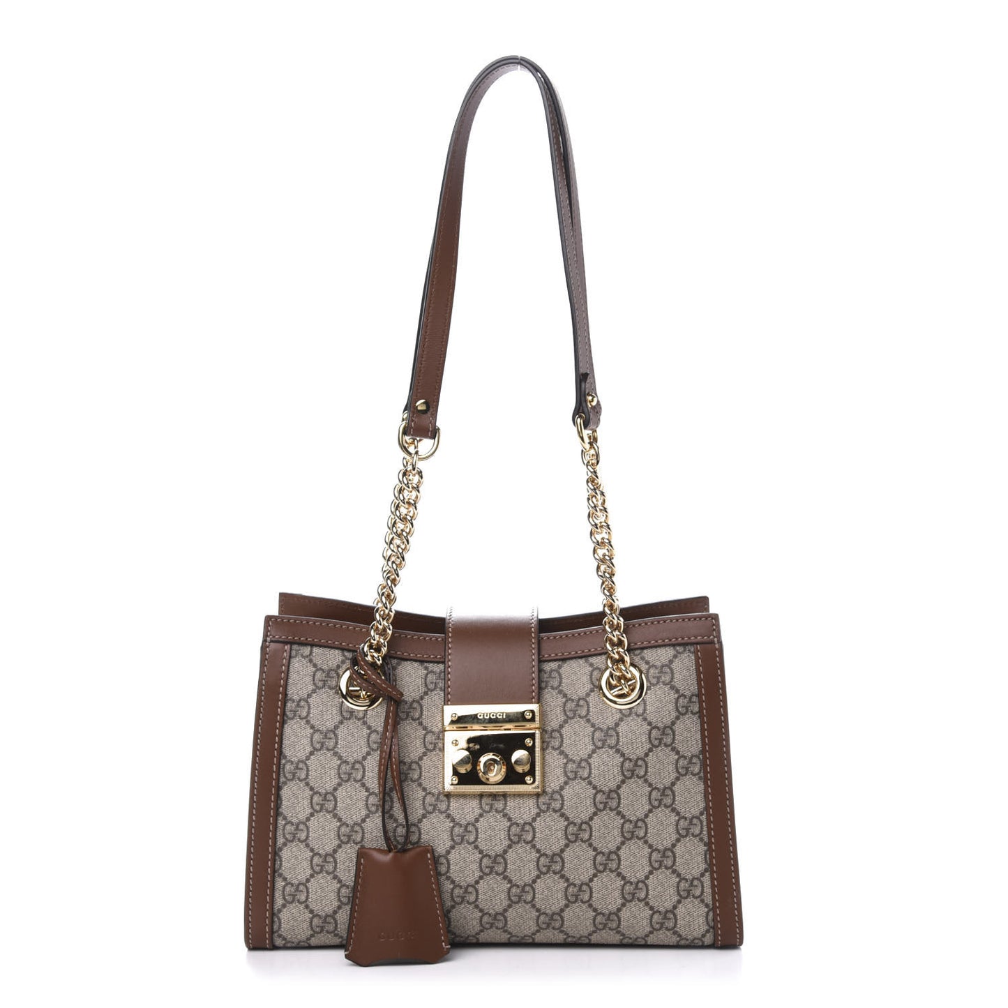 GG Supreme Monogram Calfskin Small Padlock Tote Beige Ebony Tuscany