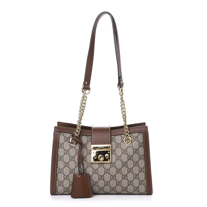 Gucci GG Supreme Monogram Calfskin Small Padlock Tote Beige Ebony Tuscany 1 of 10