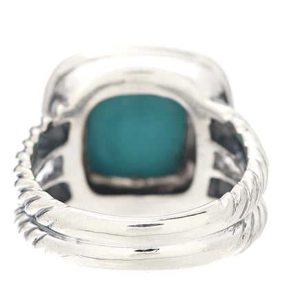 David Yurman Sterling Silver Diamond Turquoise 11mm Albion Ring 54 7 4 of 6