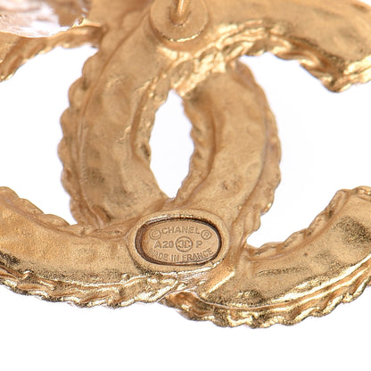 Chanel Crystal Textured CC Earrings Gold 4 of 5