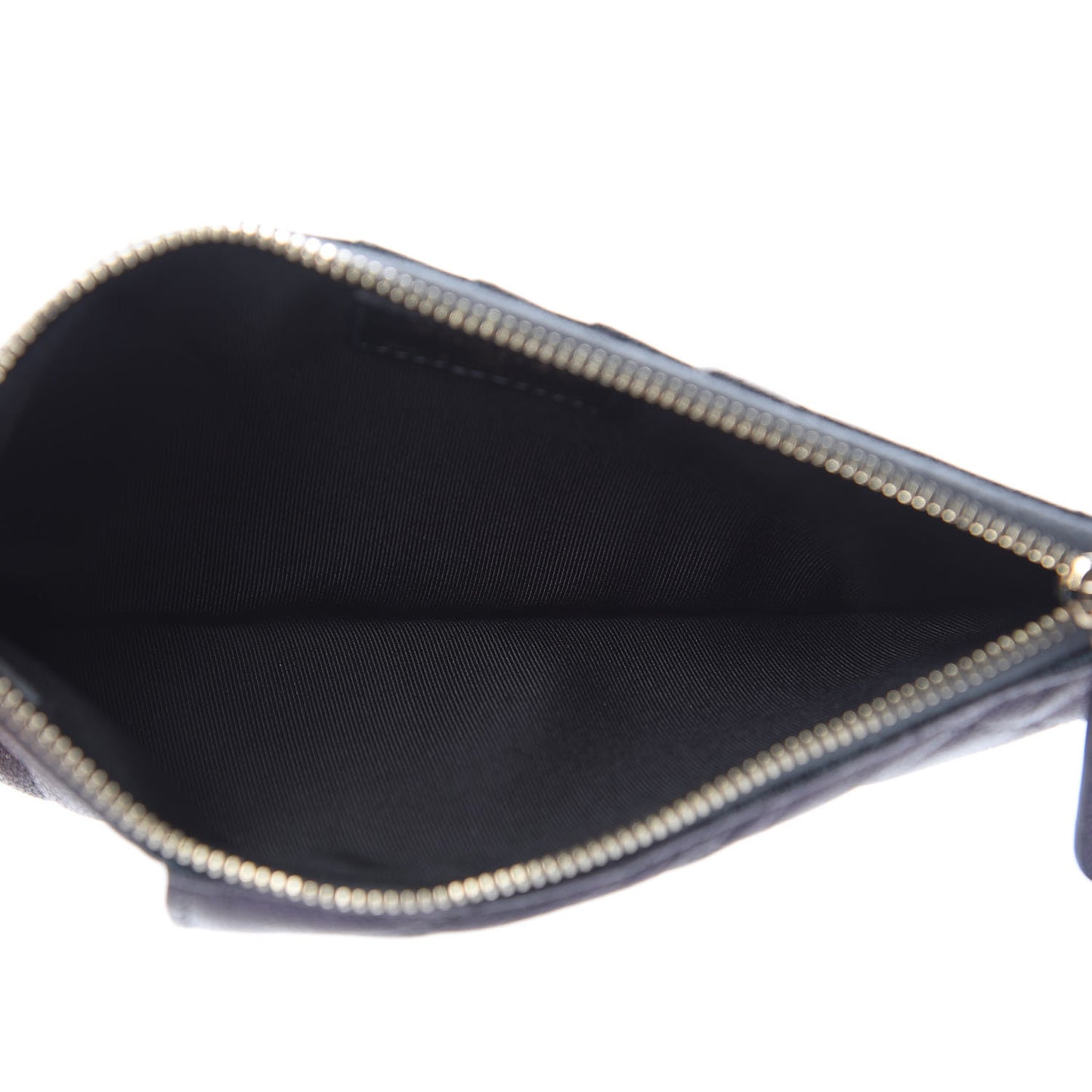 Iridescent Caviar Quilted Classic Flat Wallet Pouch Black