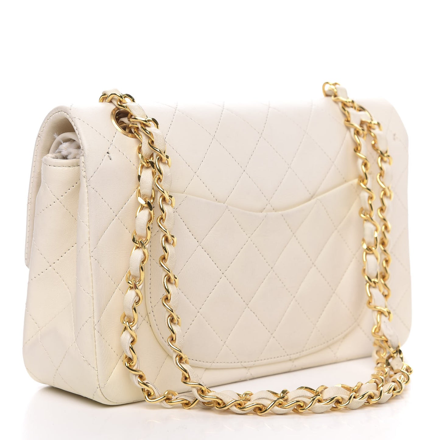 Lambskin Quilted Small Double Flap White