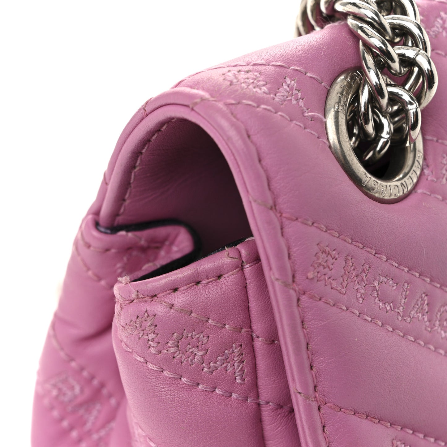 Calfskin Logo Matelasse M BB Chain Shoulder Bag Pink