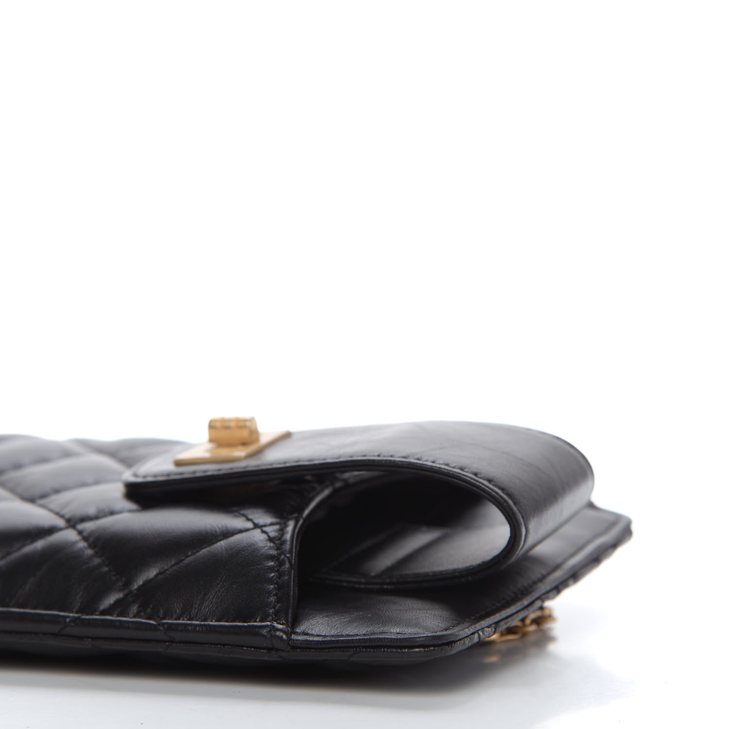 Chanel Aged Calfskin Quilted 2.55 Reissue Phone Holder With Chain Black 7 of 11