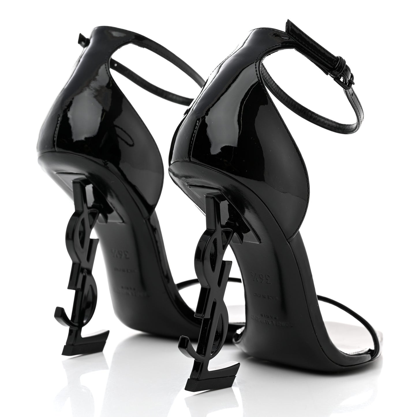 Patent Calfskin Opyum 110 Sandals 36.5 Black
