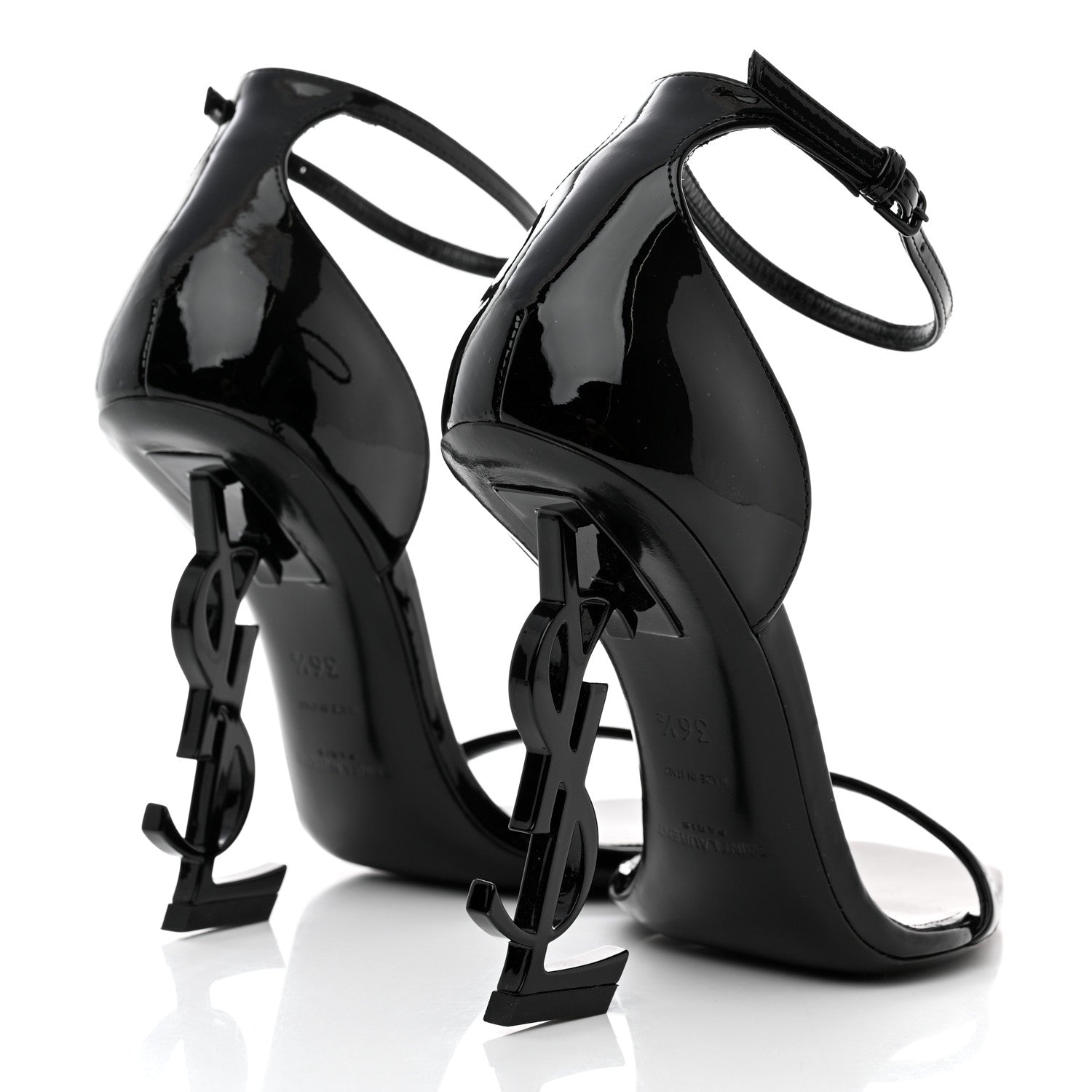 Saint Laurent Patent Calfskin Opyum 110 Sandals 36.5 Black 4 of 8