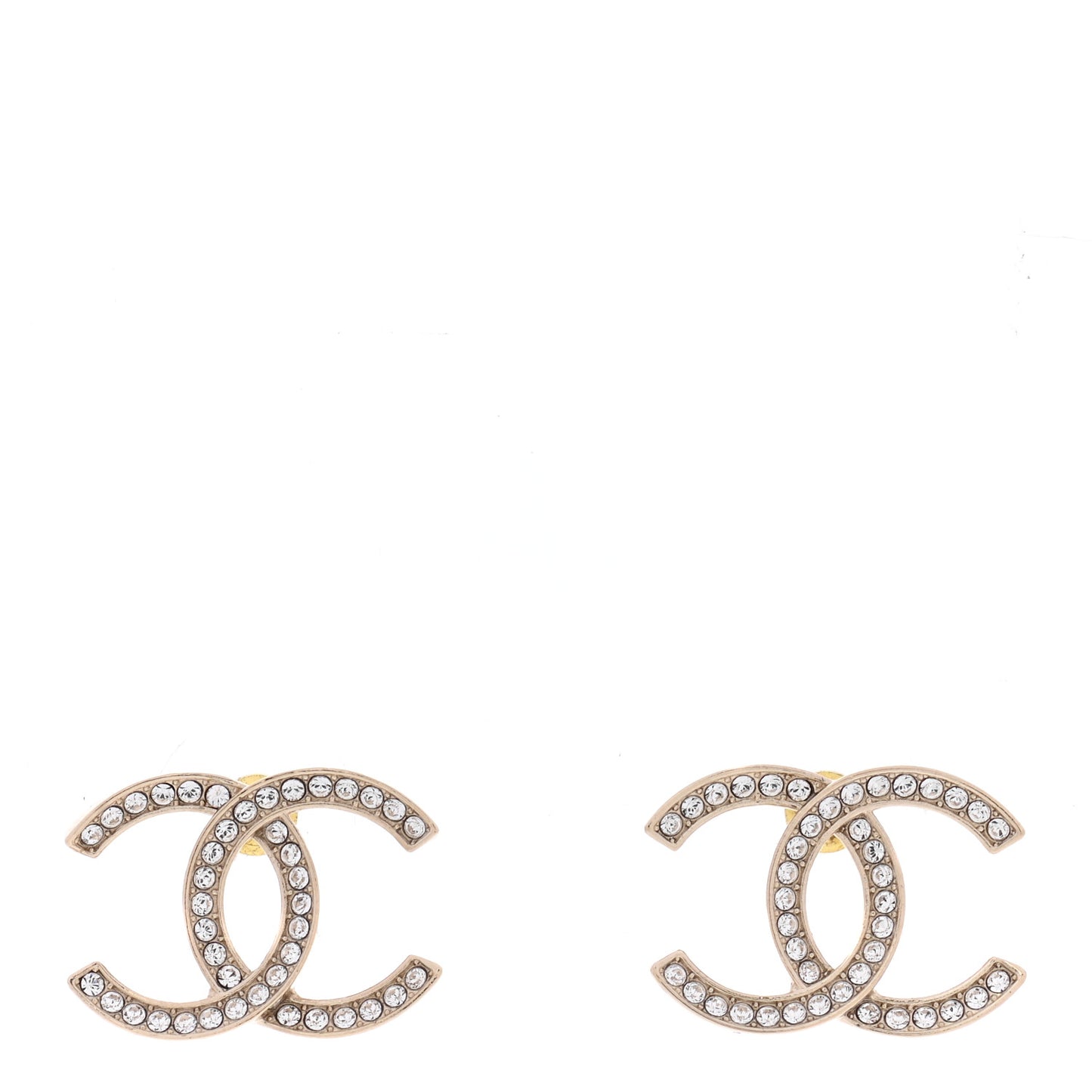 Crystal Large CC Earrings Gold