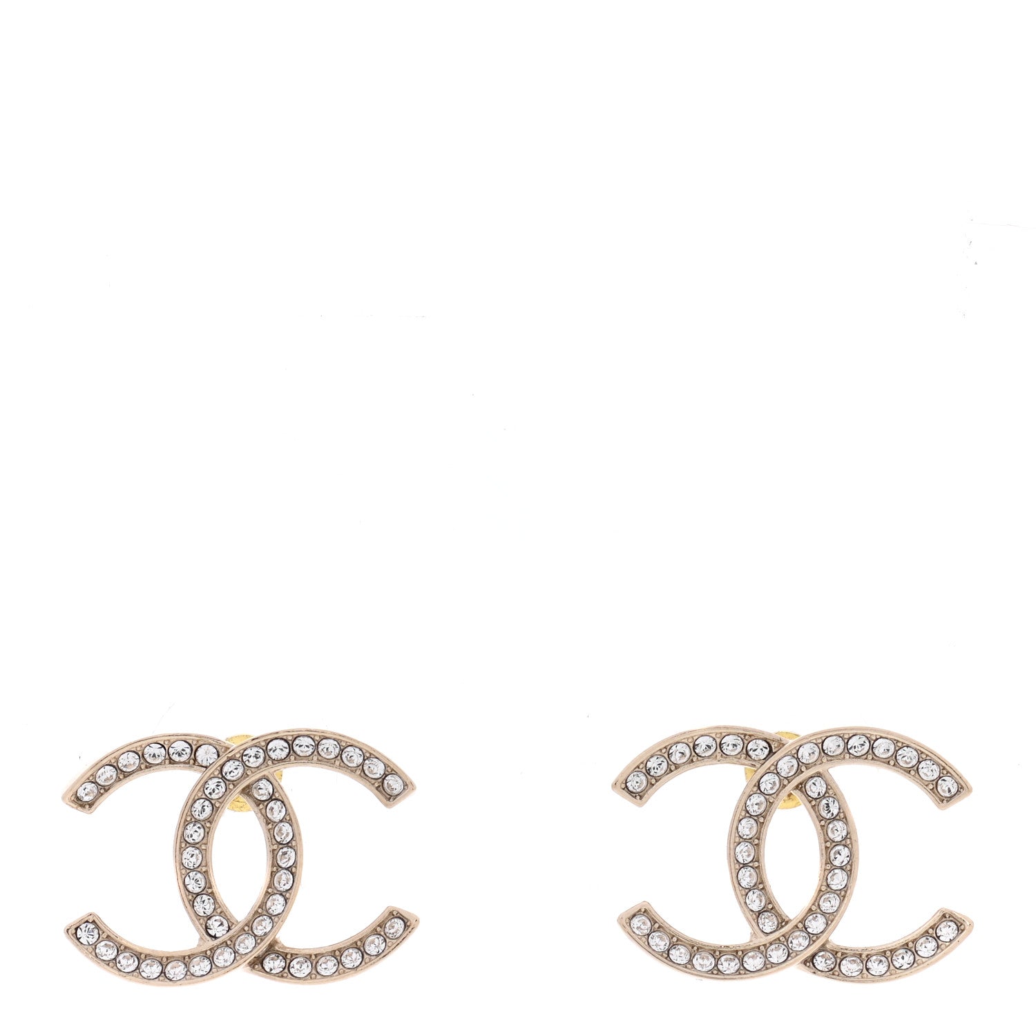 Chanel Crystal Large CC Earrings Gold 1 of 5