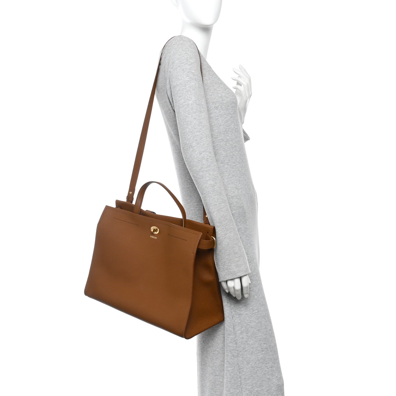 Burberry Grainy Calfskin Nova Check Medium Cotswolds Tote Hazel 2 of 9