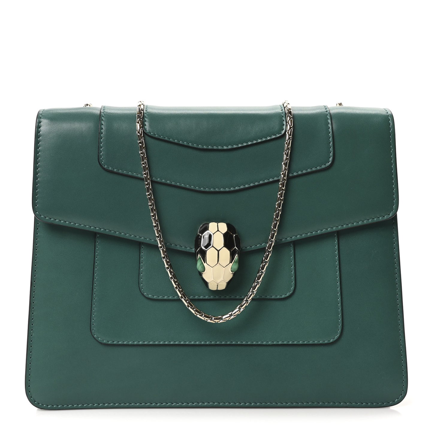 Calfskin Serpenti Forever Snake Strap Crossbody Bag Emerald Green