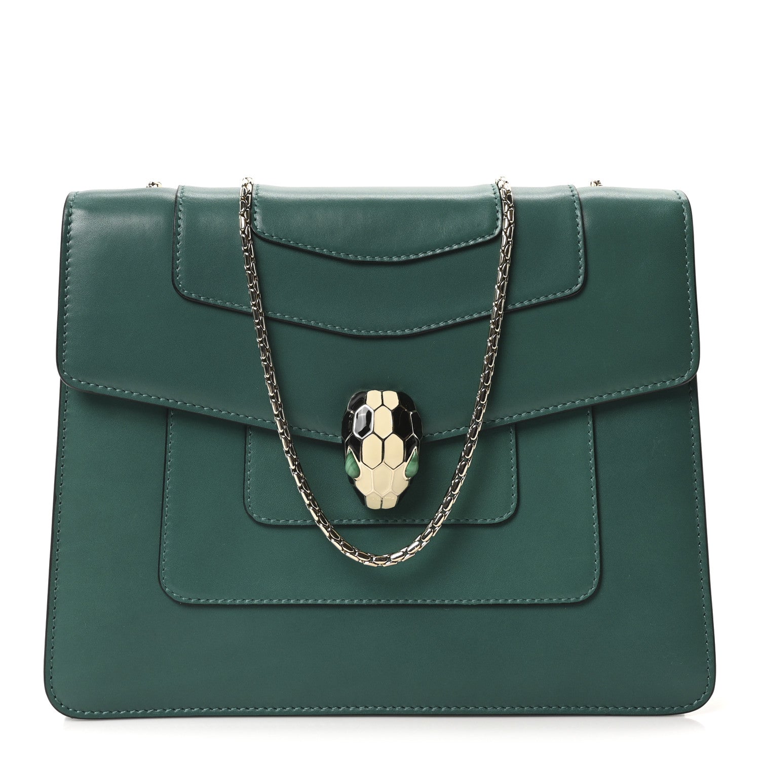 Bulgari Calfskin Serpenti Forever Snake Strap Crossbody Bag Emerald Green 1 of 9