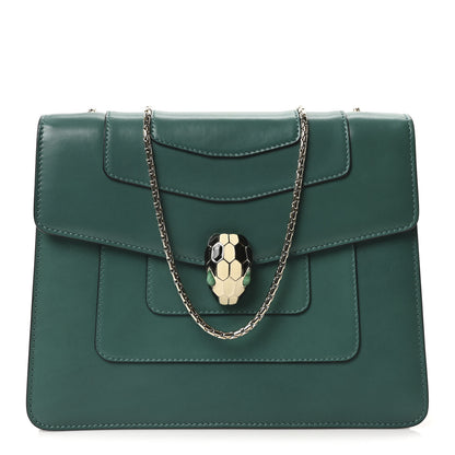 Bulgari Calfskin Serpenti Forever Snake Strap Crossbody Bag Emerald Green 1 of 9
