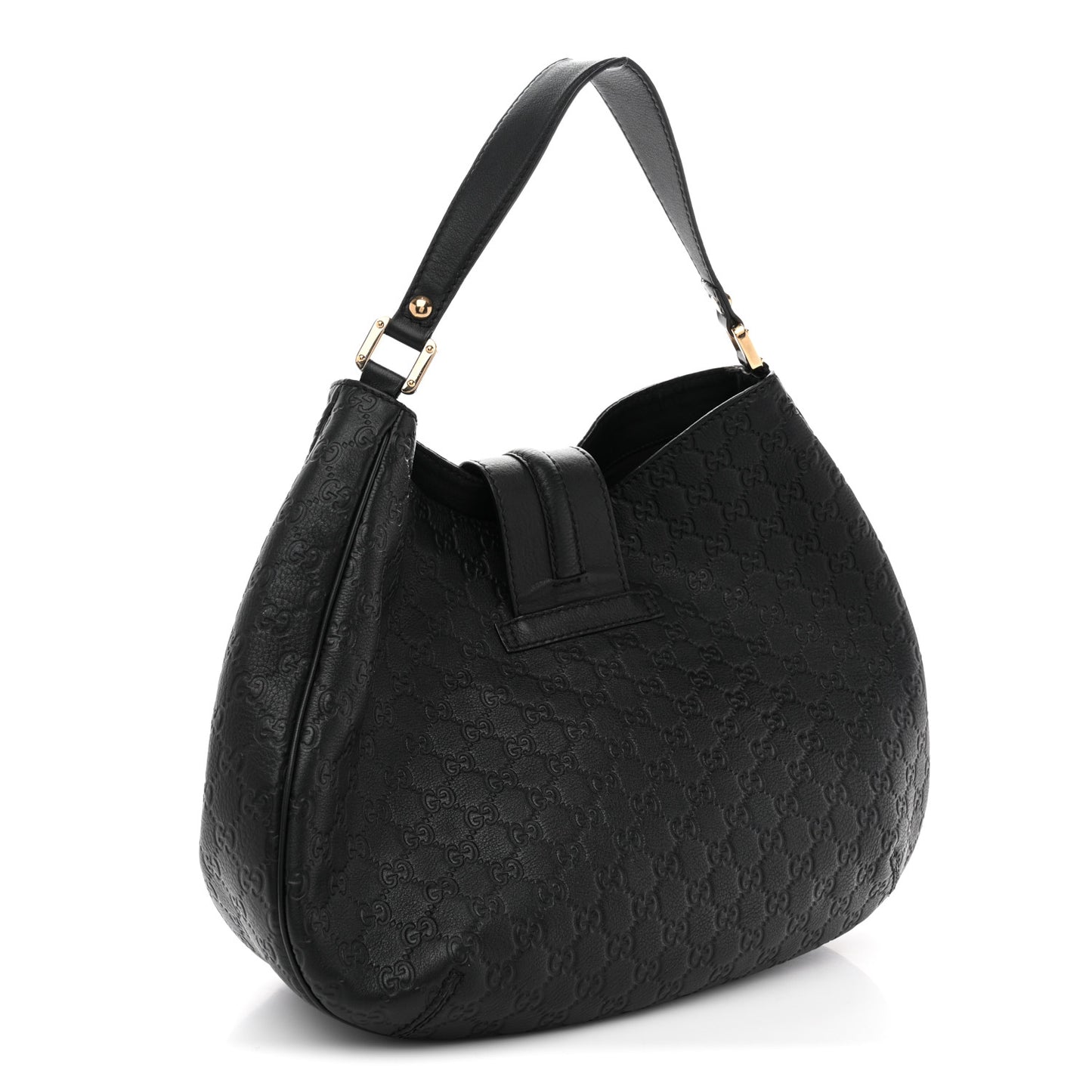 Guccissima Large New Ladies Web Hobo Black Black