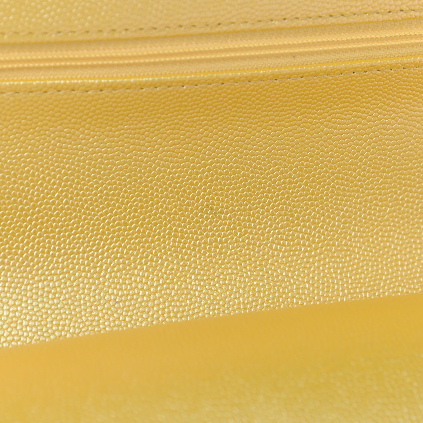 Iridescent Caviar Quilted Medium Double Flap Yellow