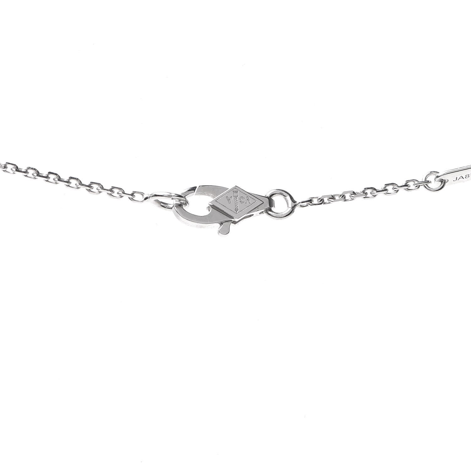 Van Cleef & Arpels 18K White Gold Diamond Sweet Alhambra Pendant Necklace 6 of 8