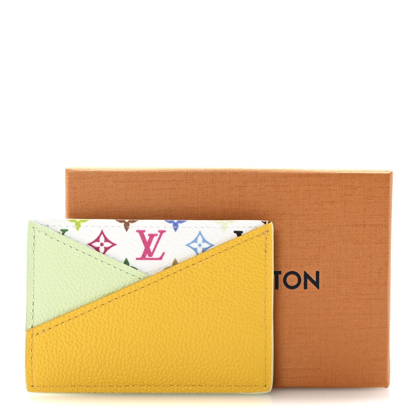 LV X TM Monogram Multicolor Criss-Cross Card Holder Green Tea Gingko Green Tea Gingko Yellow