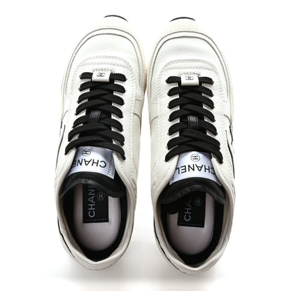 Chanel Calfskin Suede CC Womens Sneakers 36 White Black 2 of 10