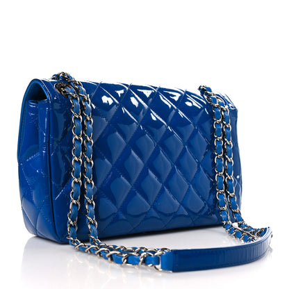 Chanel Patent Quilted Large Coco Shine Flap Blue 3 of 9
