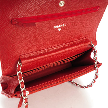 Chanel Caviar Quilted Wallet On Chain WOC Dark Red 5 of 7