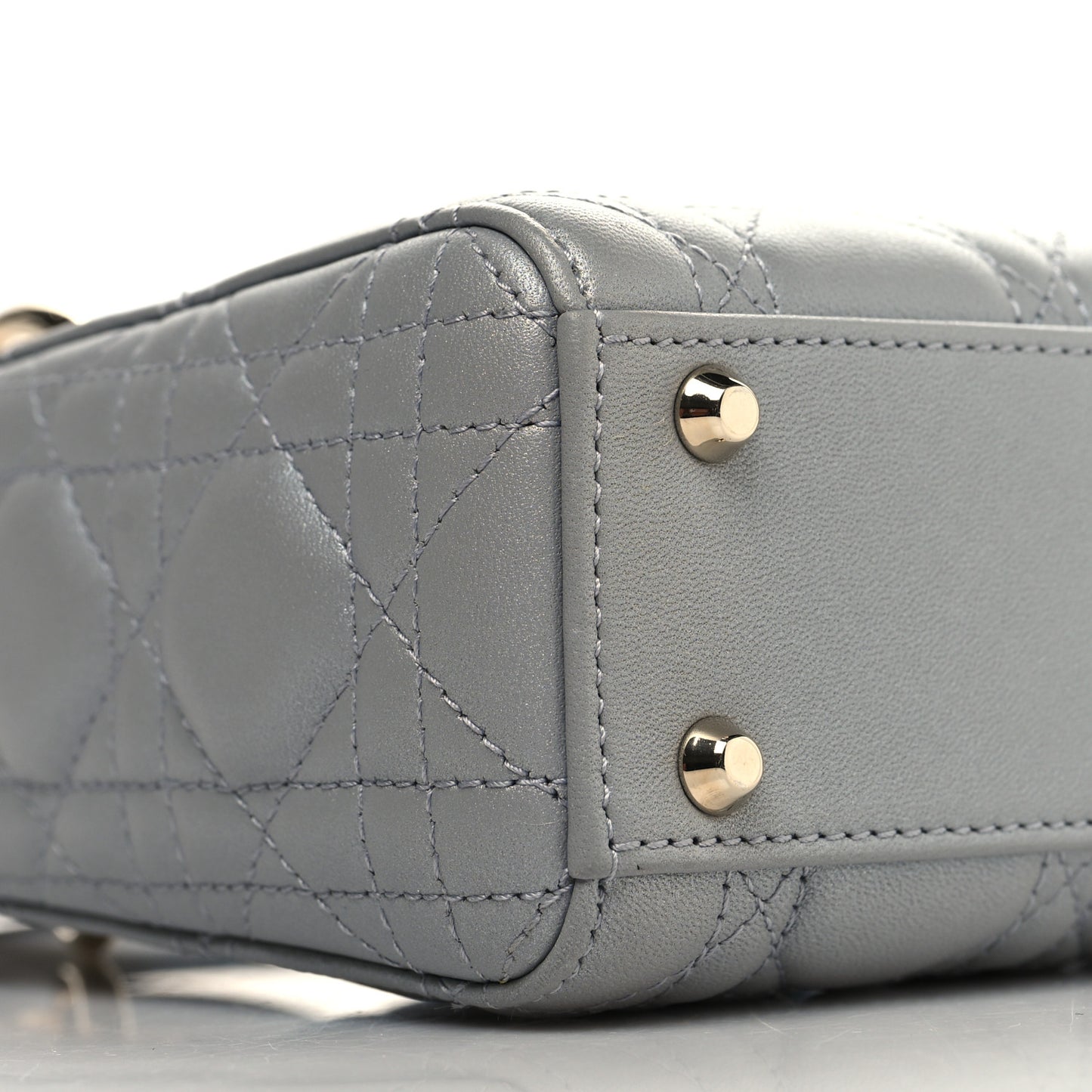 Lambskin Cannage Mini Lady Dior Gray Opaline