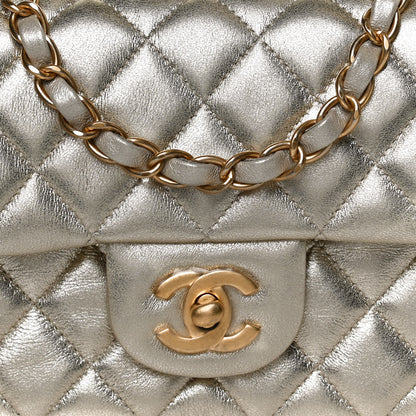 Chanel Metallic Lambskin Quilted Mini Rectangular Flap Gold 7 of 11