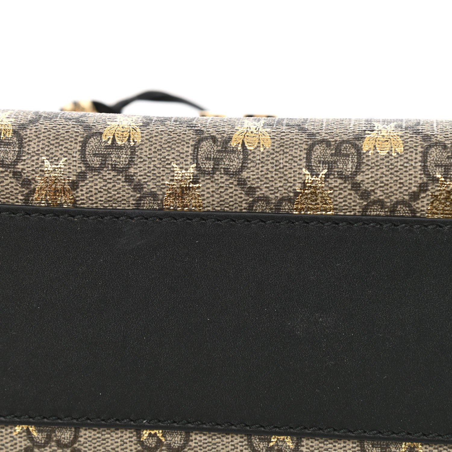 Gucci GG Supreme Monogram Bees Small Padlock Tote Beige Oro Black 12 of 12