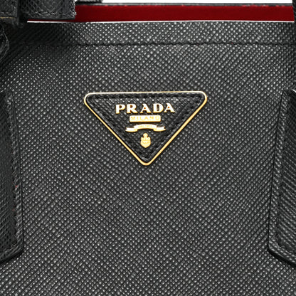 Prada Saffiano Cuir Medium Double Bag Black Fuoco 6 of 9