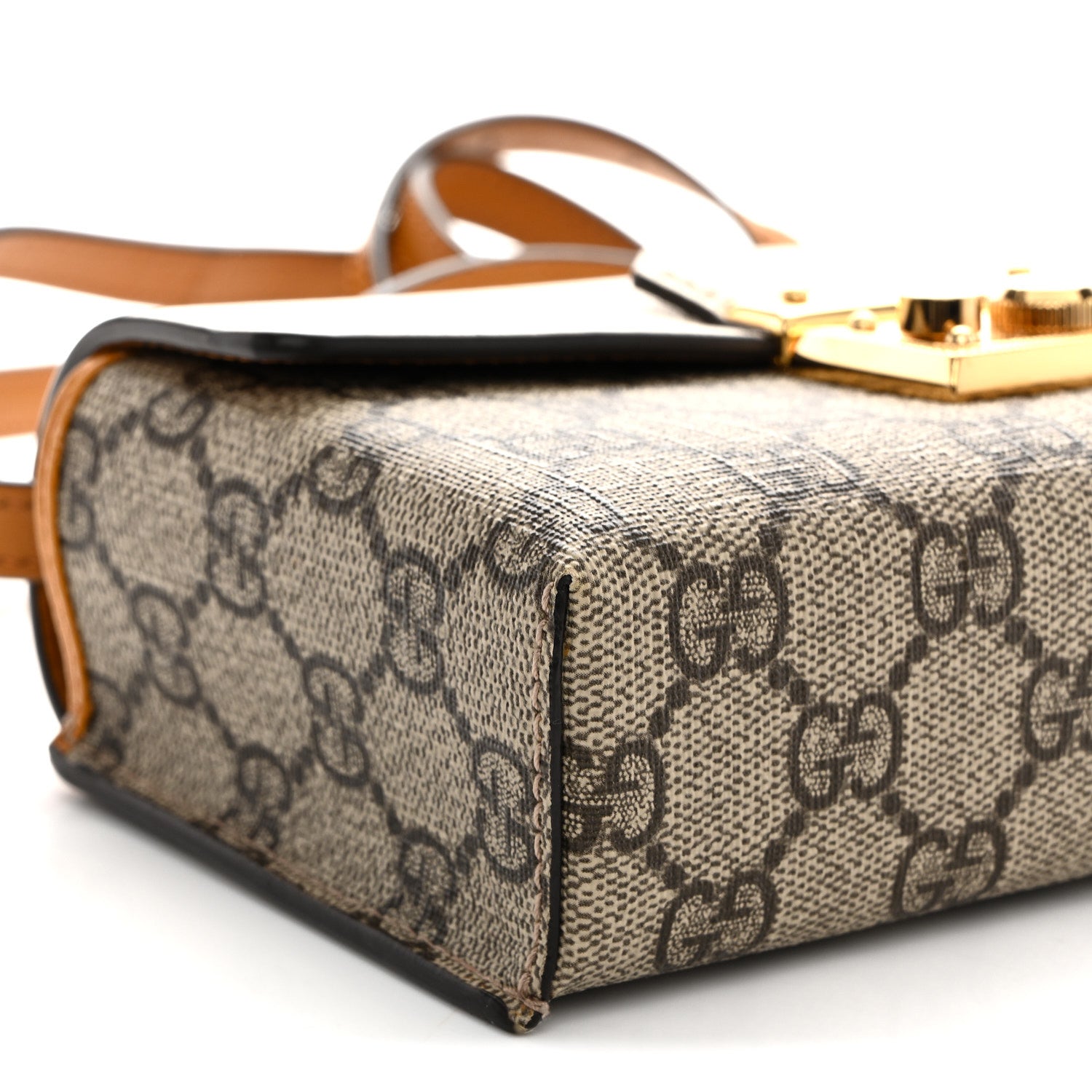 Gucci GG Supreme Monogram New Sakai Calfskin Mini Padlock Top Handle Shoulder Bag Beige Ebony Mystic White Sun Oil 9 of 10