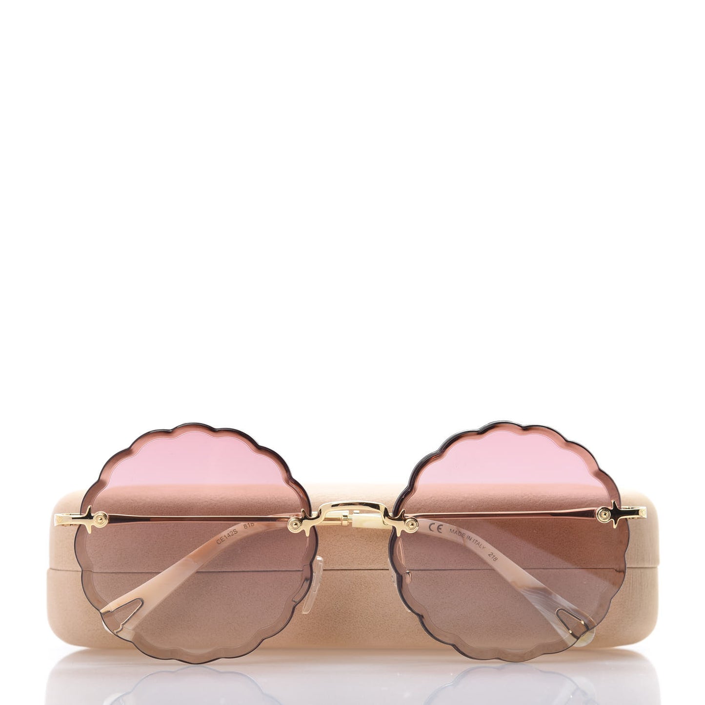 Rosie Bevelled Round Sunglasses CE142S Gold Gradient Coral