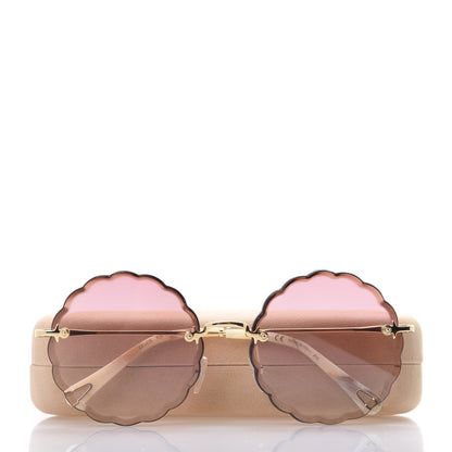 Chloe Rosie Bevelled Round Sunglasses CE142S Gold Gradient Coral 7 of 7