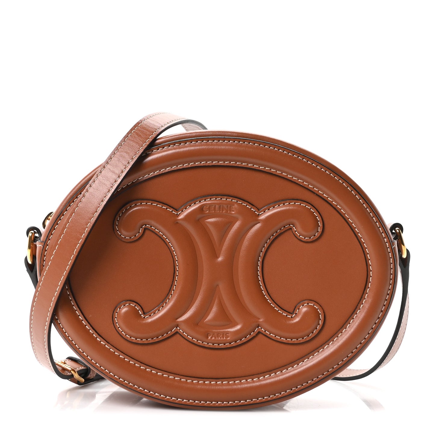 Smooth Calfskin Cuir Triomphe Oval Bag Tan